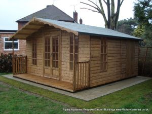 Petersham Bespoke 14x16 Summerhouse with Partitioned Shed Compartment and 2'6'' Verandah.