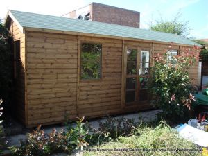 Heavy Duty Workshop Bespoke 22x8, Felt Tiled Roof, Double Glazed Windows & Richmond Doors, T&Gv Lined & Insulated.