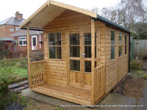 Heavy Duty Workshop Bespoke 12x8, 2'6 Verandah, 3 Pane Richmond Doors, Double Glazed & Guttering.