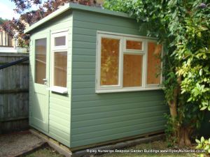 Heavy Duty Workshop Bespoke 9x6, Pent Roof, Double Glazed Joinery Door and Windows, T&Gv Lining & Insulation and Willow Finish.