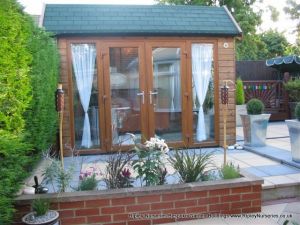 Hot Tub Chalet Bespoke made to Customers Design, with Felt Tiled Roof and UPVC Windows and Doors.