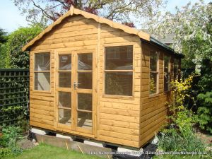 Deluxe Apex Bespoke 14x10Richmond Doors, Double Glazed Sash Windows, Ply Lined & Insulated and shaped Barge Boards.