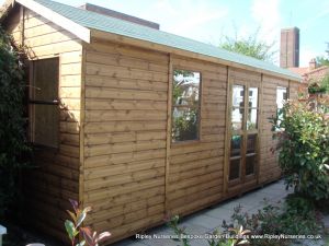 Heavy Duty Workshop Bespoke 22x8, Double Glazed Windows & Richmond Doors, Felt Tiled Roof, T&Gv Lined & Insulated.