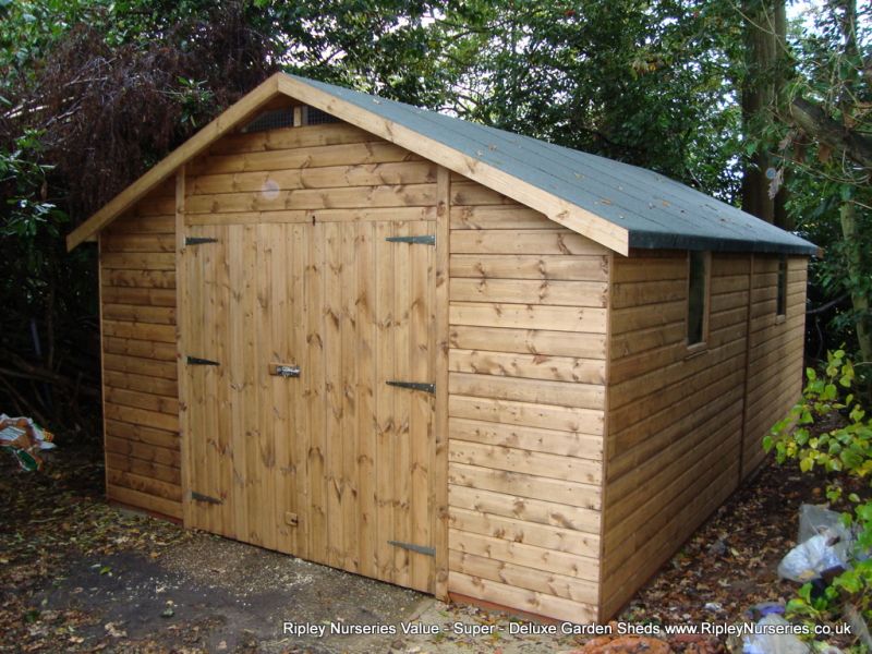 Deluxe Apex 19x11, Double Doors and Heavy Torch-On Roofing Felt.