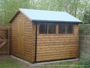 Deluxe Apex 10x8, Stable Door, Heavy Torch-On Roofing Felt and Guttering.