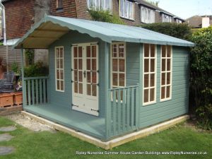 Petersham 12x8, 2'6 Verandah, Painted Finish, both side windows together, Heavy Torch-On Felt, Old English Door Fittings.