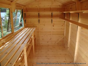 Slated Bench & Shelving.